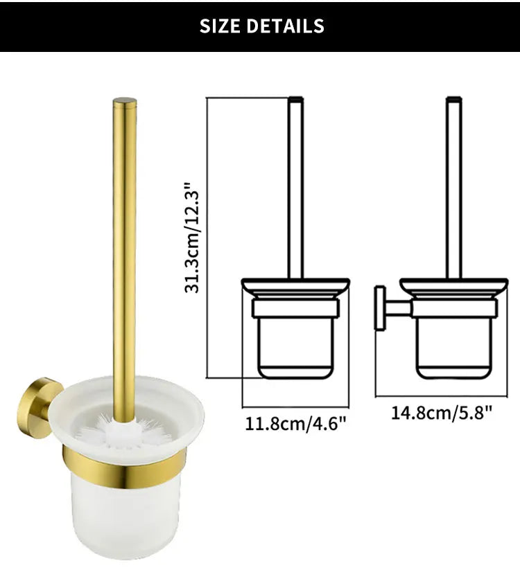 Toilet Brush Holder Wall Mount WC Cleaning Brush Stainless Steel