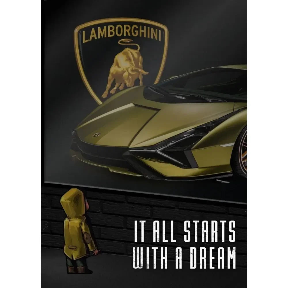 Chase Your Dreams Luxury Super Sports Cars Posters Print on Canvas