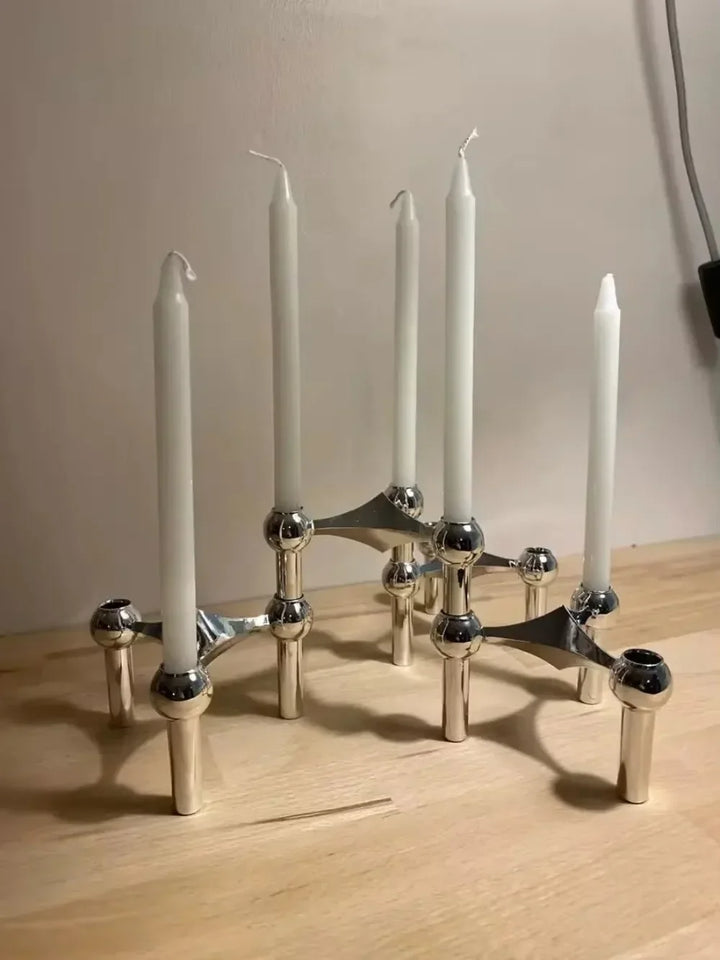 Metal Molecular Structure Candle Holder Nordic Silver Candlestick