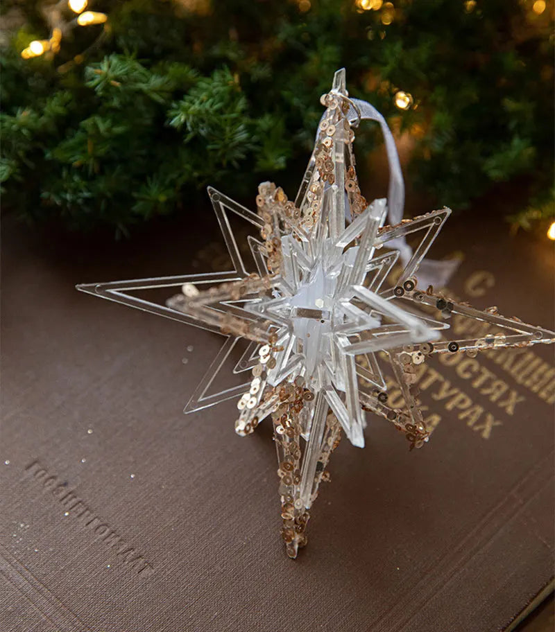 Crystal Christmas Tree Ornaments Acrylic Clear Hanging Crystals for Christmas