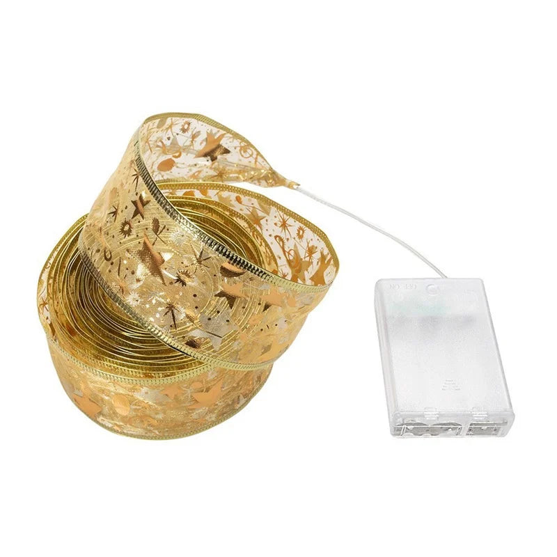 1-10m 2024 Christmas Ribbon Fairy Light String Merry Christmas Decorations