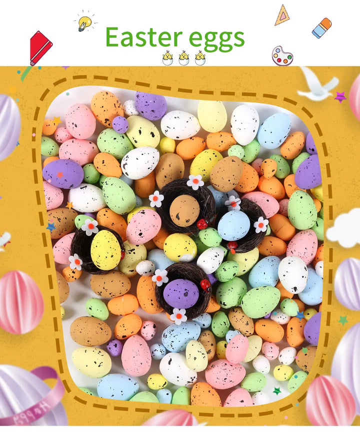 100Pcs Easter Eggs 1.8-4cm Colorful Foam Simulated Spotted Pigeon Eggs for DIY