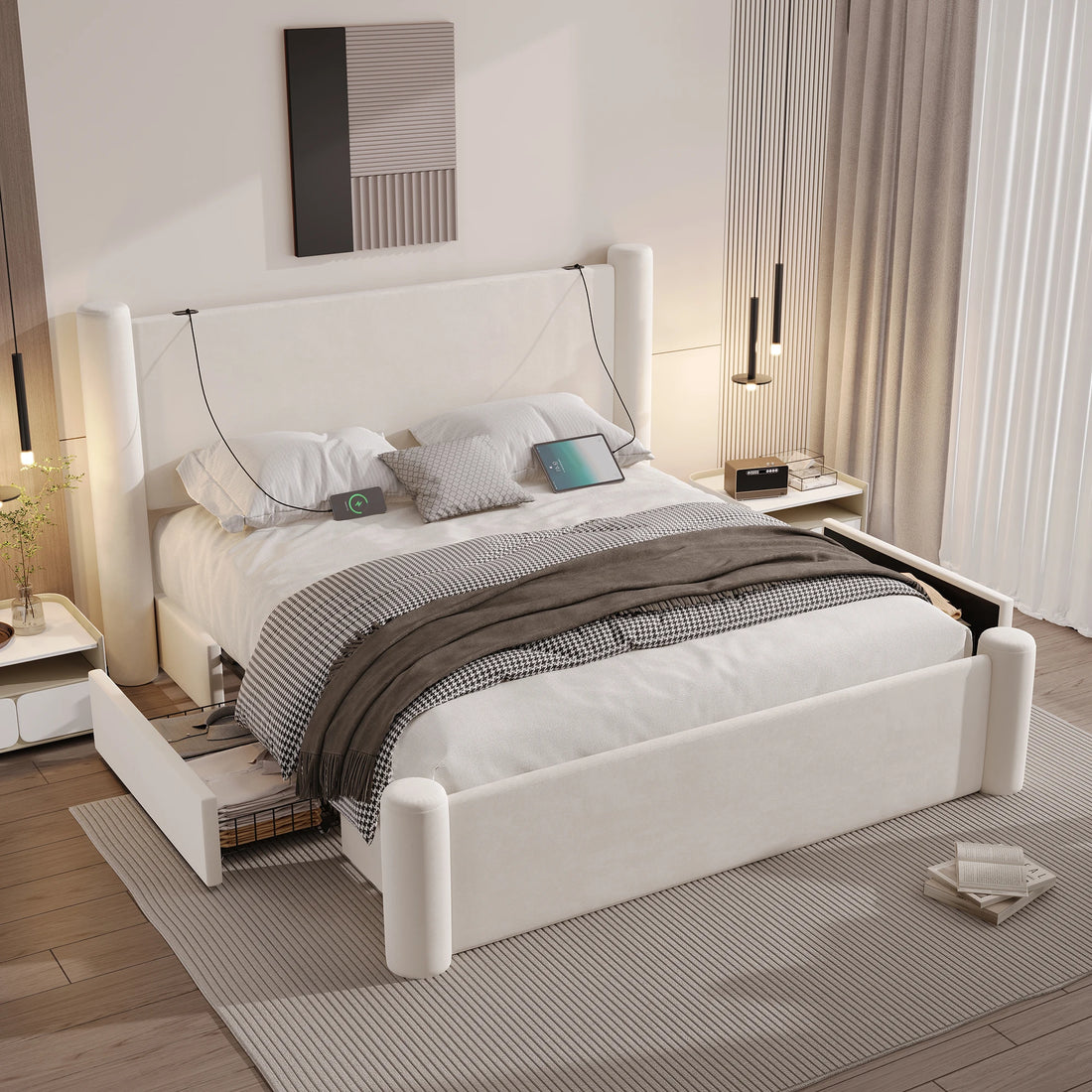 LVHOM Modern 140x200 cm Bed Frame