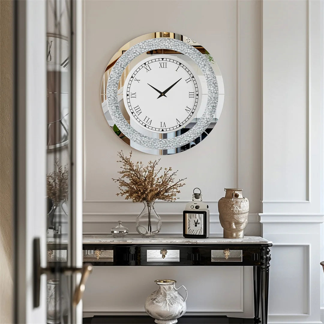 LUVODI 32inch Modern 3D Wall Clock Large Diamond Crystal