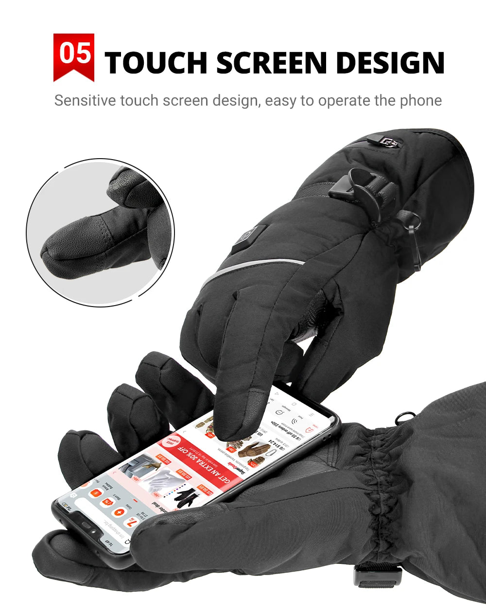 Electric Heated Gloves Winter Skiing Heated Gloves Moto Warm Waterproof