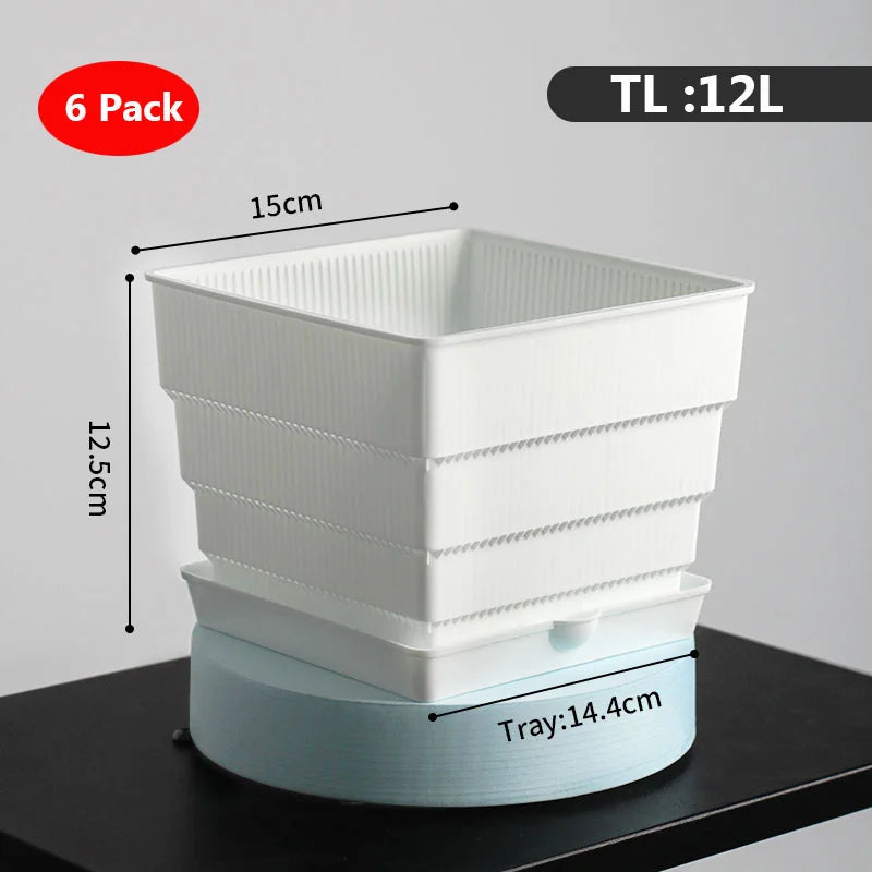 6 Pack Square Succulent Pots - Air Prunning Plastic Planters for Cactus