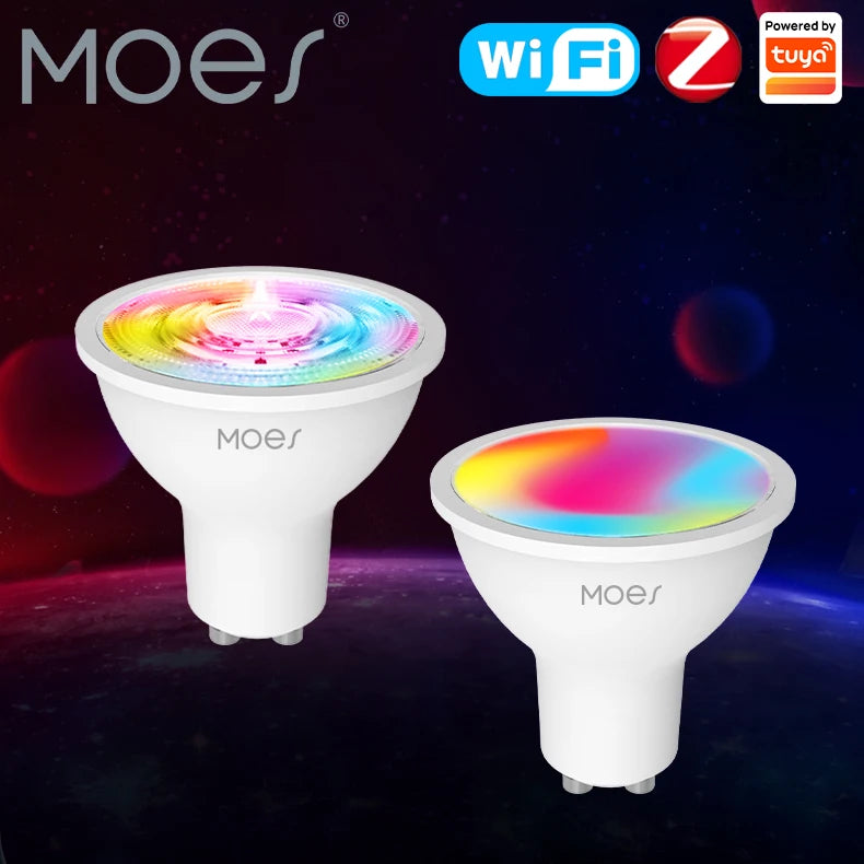 MOES Tuya ZigBee GU10 WIFI Smart LED Bulbs RGB C+W White 5W