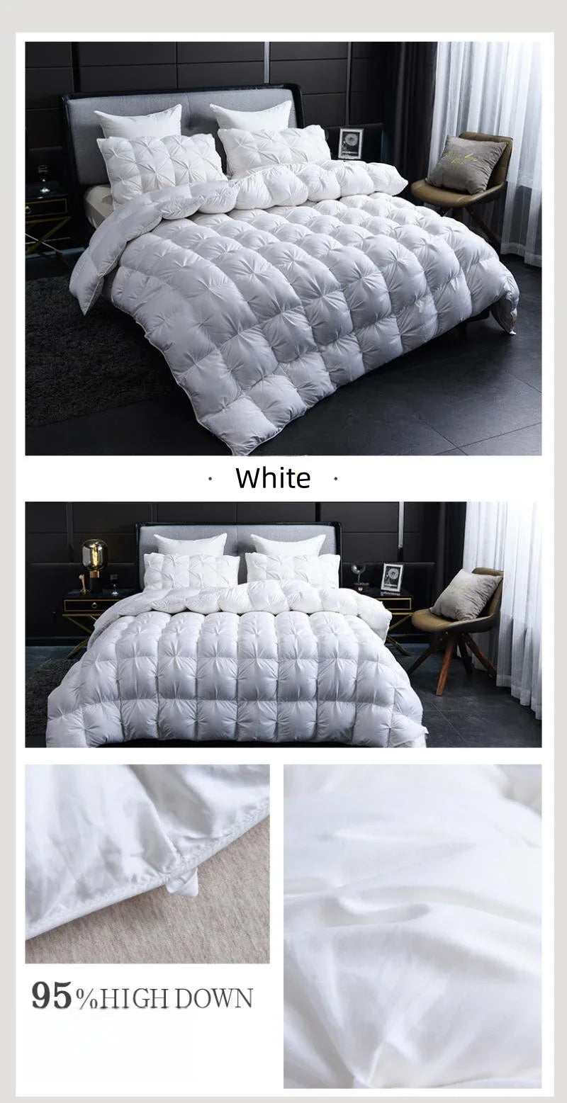 White Goose Down Comforter Warm Winter Thick 3D Bread Bed Blanket