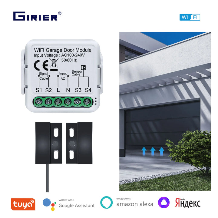 GIRIER WiFi Smart Garage Door Opener Controller Works with Alexa Google