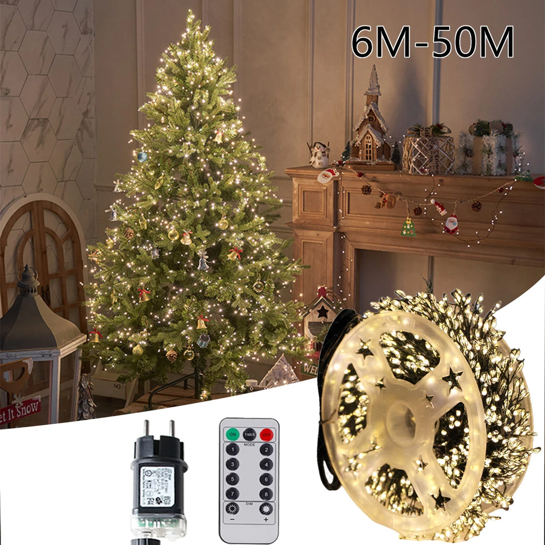 6M-75M LED Cluster Firecracker String Lights Christmas Fairy Lights