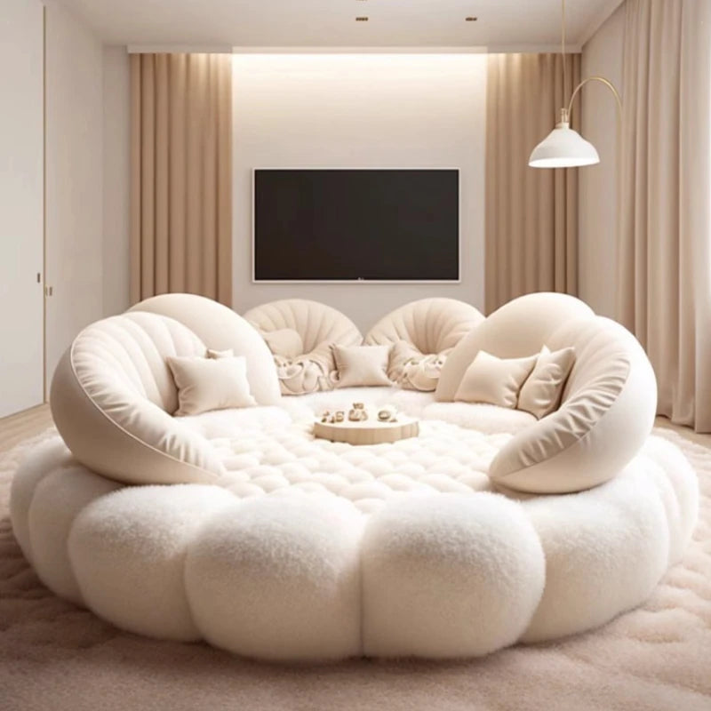 Round Aesthetics Soft Bed Frame European Full Master Bedroom