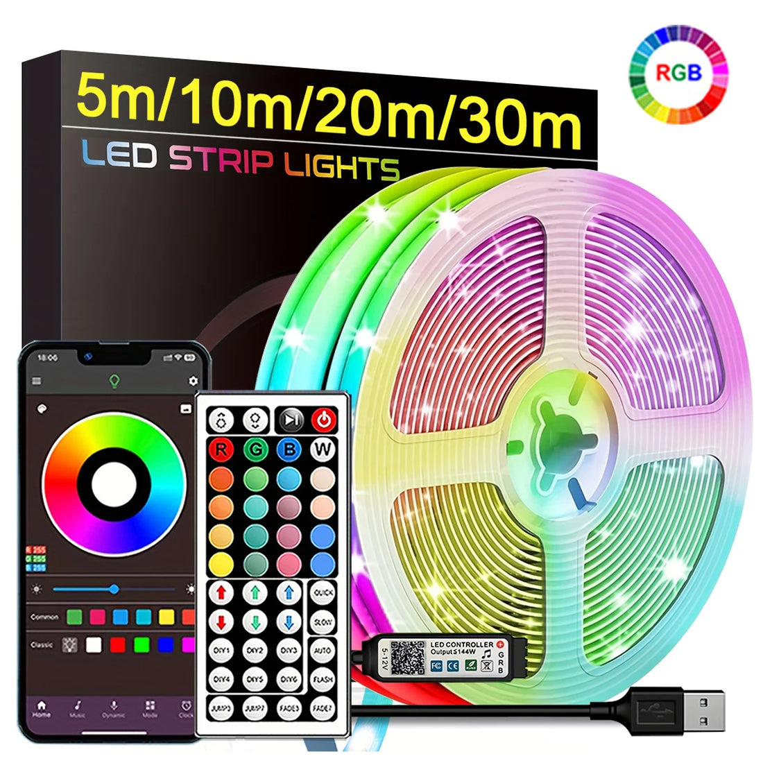 RGB Led Strip Lights 5m 10m 20m 30m Led Room Light with APP Control