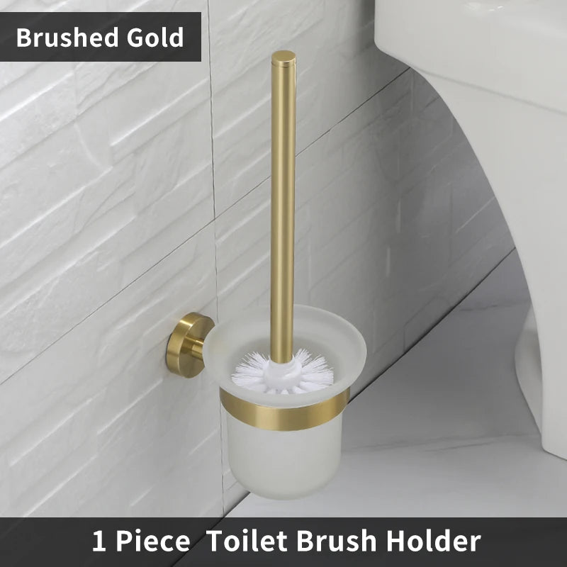 Toilet Brush Holder Wall Mount WC Cleaning Brush Stainless Steel