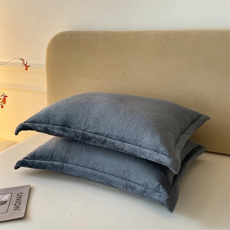 Solid Color Pillows Cover Velvet Pillowslip funda almohada 48x74cm Pillowcase