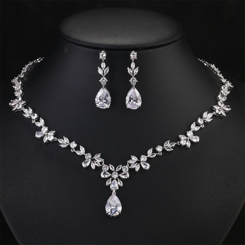 ZAKOL Brand Luxury AAA Zircon Earrings Necklace Jewelry Set