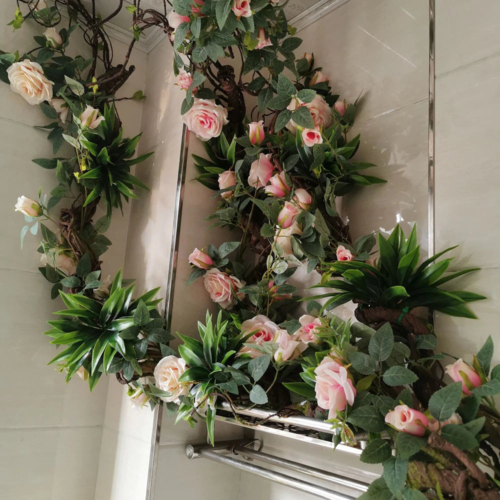 1.75 Meter Artificial Vine Green Leaf Simulation Rose Rattan Plant