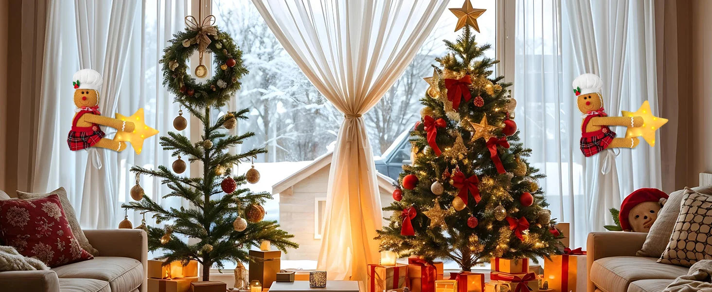 OurWarm Gingerbread Christmas Tree Topper Star Lighted