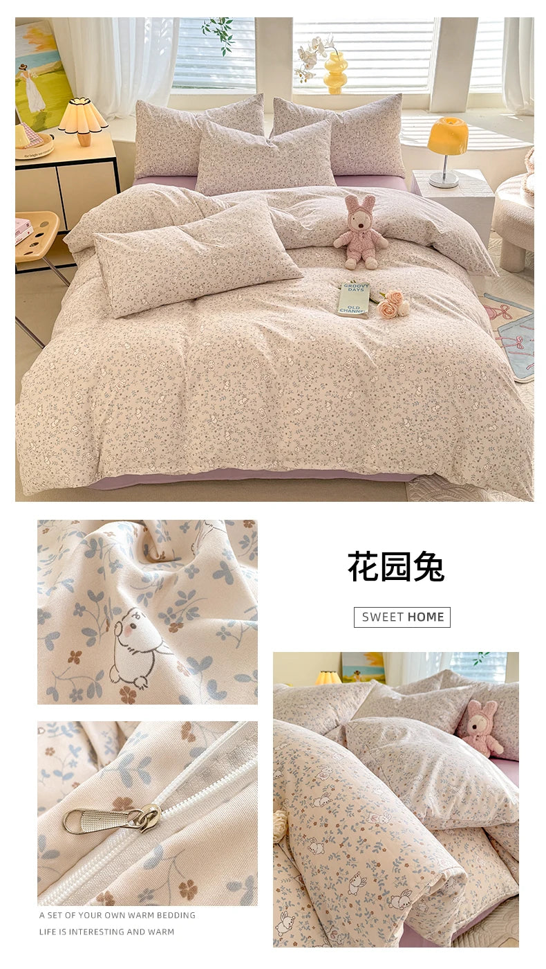 Cute Dog Printed Duvet Covet Set Brown Color Comforter Cover with Pillowcase