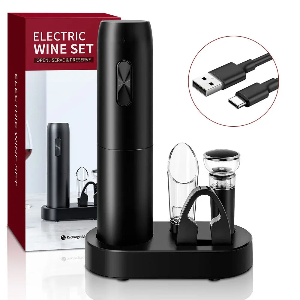 5 in1 Electric Wine Opener Set with Charging Base Automatic