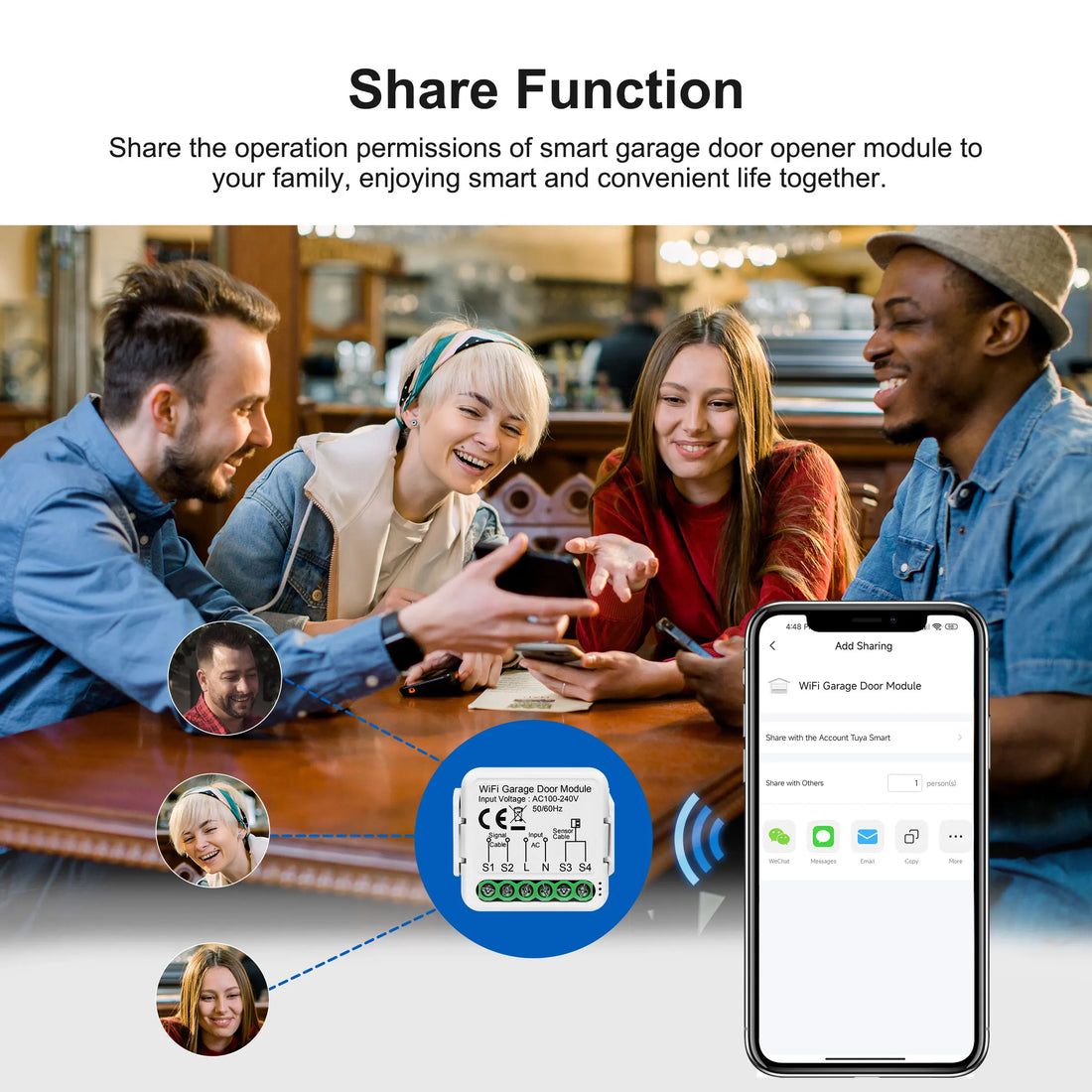 GIRIER WiFi Smart Garage Door Opener Controller Works with Alexa Google