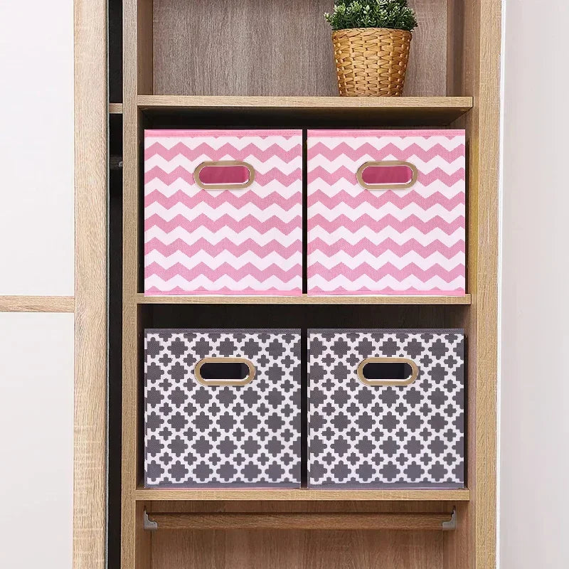 Foldable Organizer Basket With Handle Collapsible Storage Box