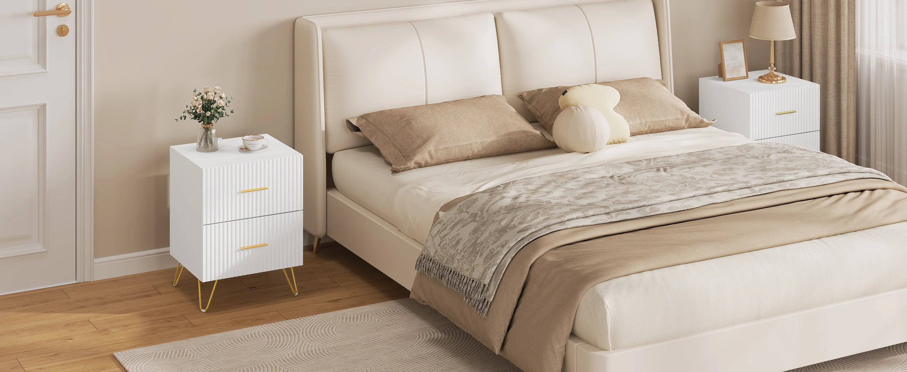 WOLTU Bedside Table Bedside Cabinet 2 Drawers Nightstand