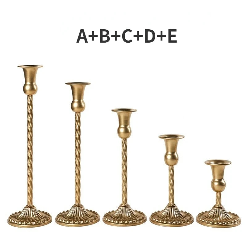 3pc Candlestick Holders Kit Brass Gold Candlestick Set