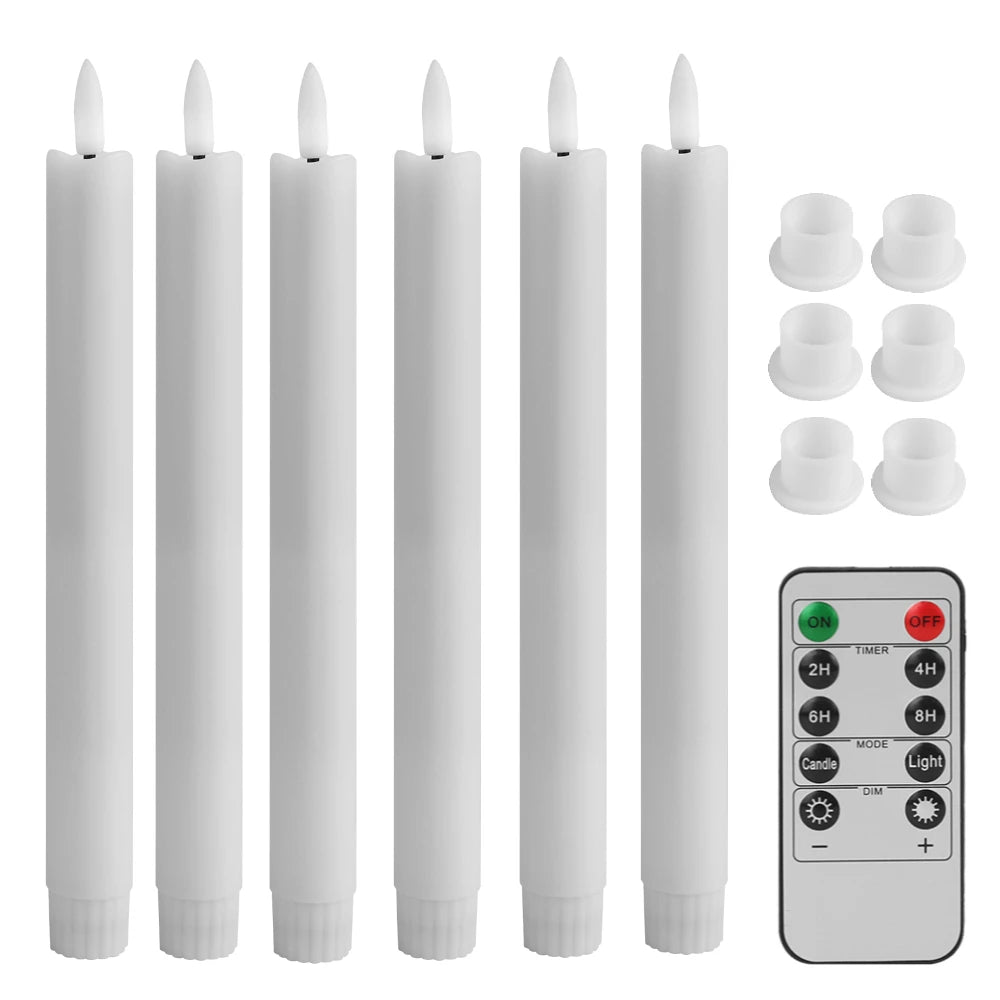 LED Flameless Taper Candles Flickering with 10-Key Remote