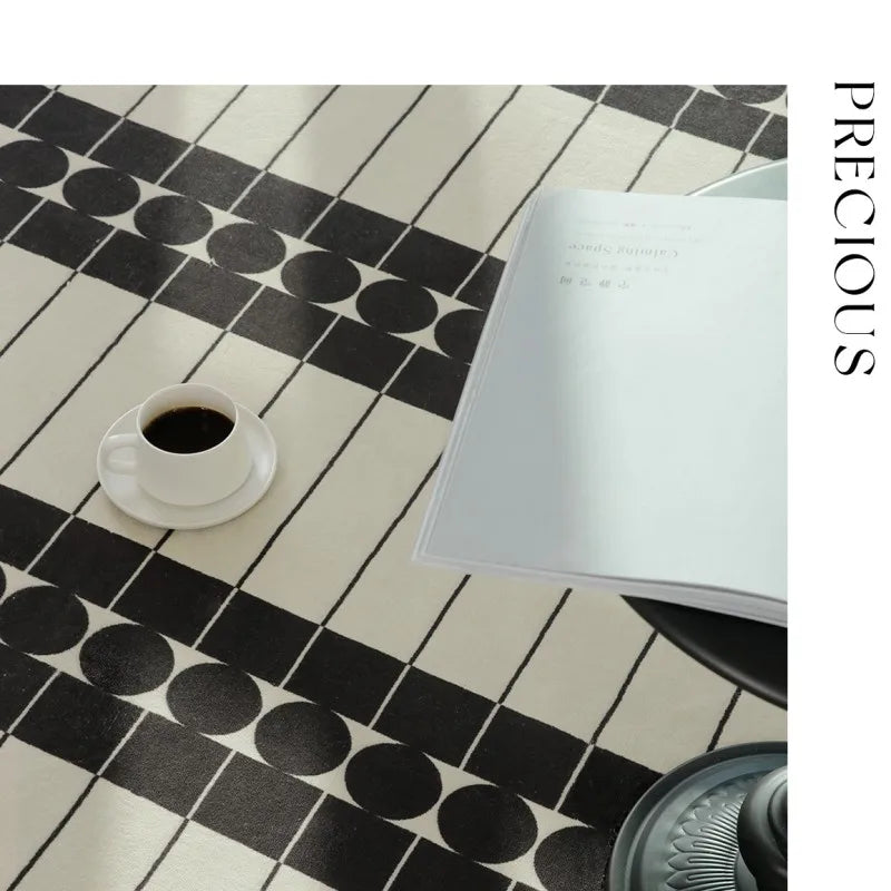 French Retro Rugs for Bedroom Checkerboard Living Room Decoration