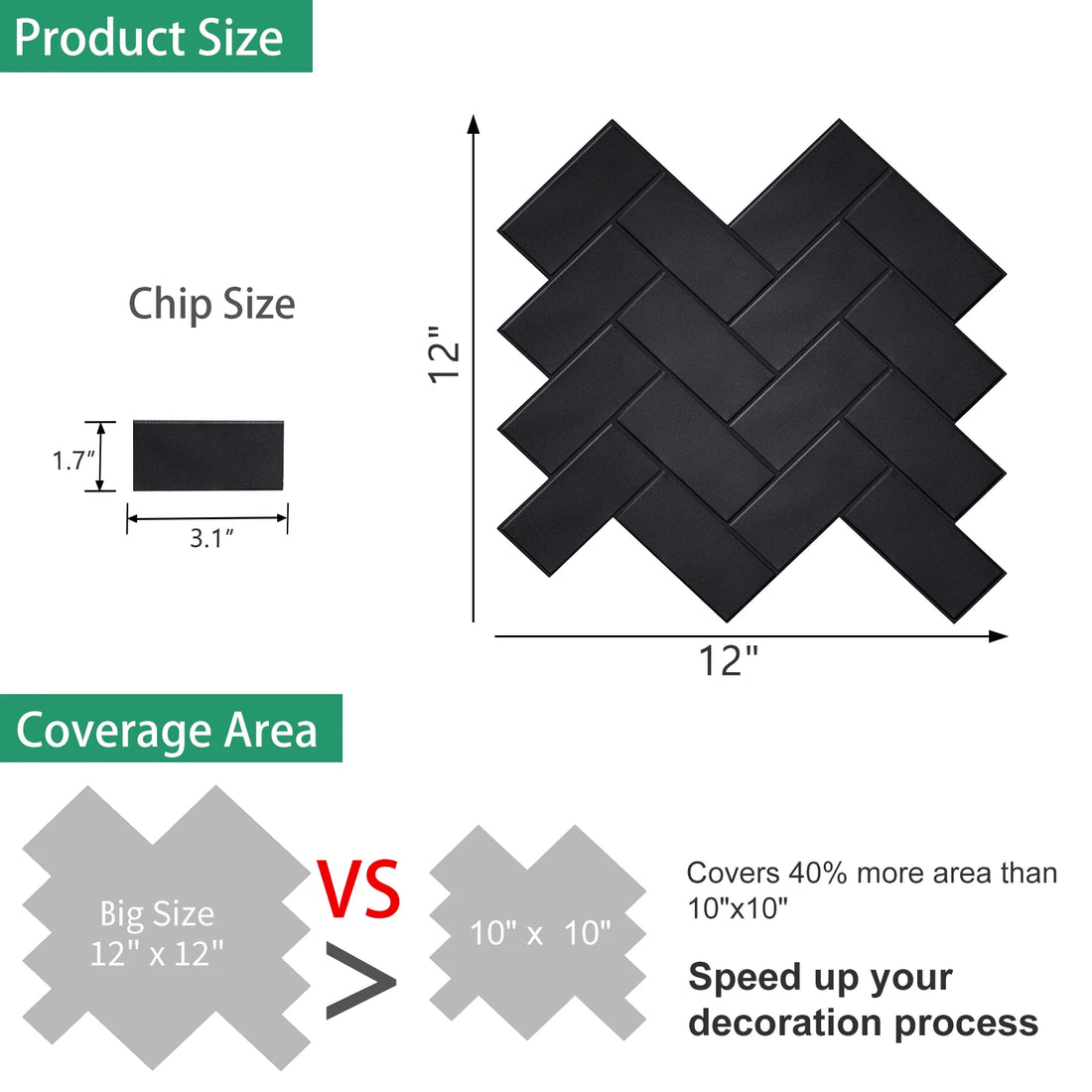 10pcs 3D Imitation Tile Self-Adhesive Wall Stickers Peel And Stick Wall Tiles