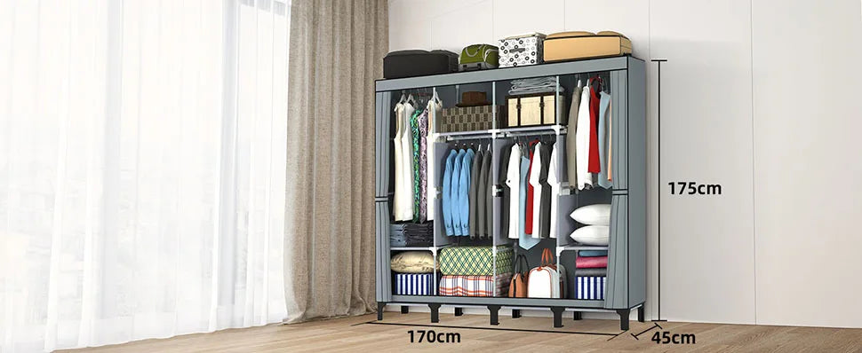 Loefme Canvas Wardrobe Clothes Closet Organizer Portable Storage