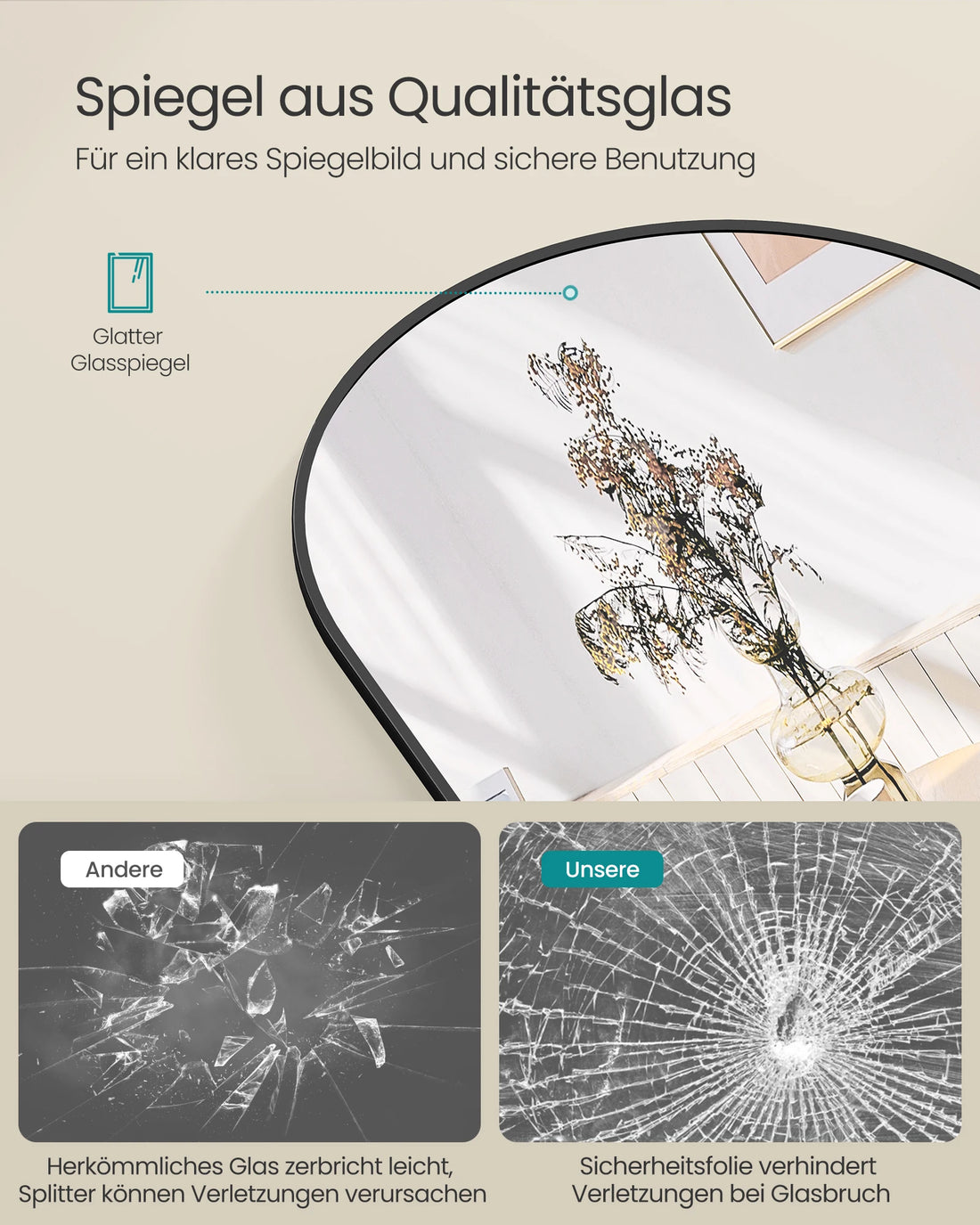 SONGMICS full-length mirror arched stand mirror aluminum