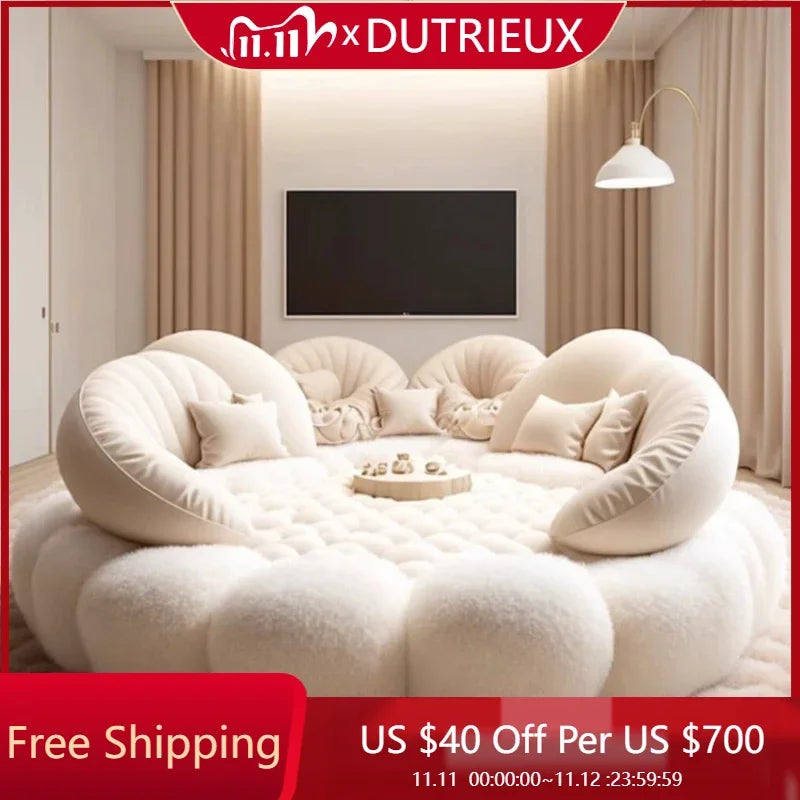 Round Aesthetics Soft Bed Frame European Full Master Bedroom