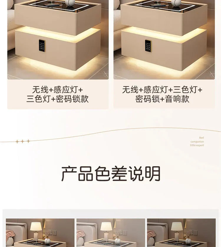 Smart Nightstand with Wireless Charger Bluetooth Speaker