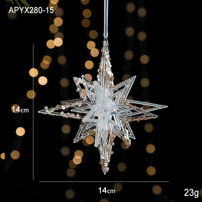Crystal Christmas Tree Ornaments Acrylic Clear Hanging Crystals for Christmas