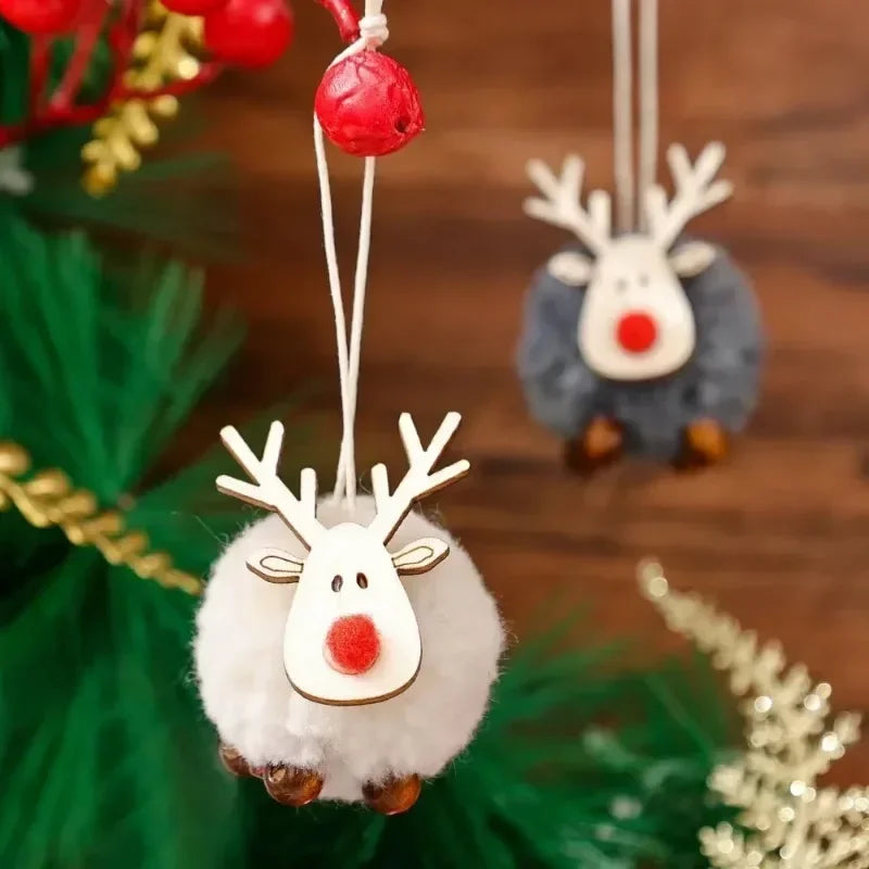 20/1Pcs Christmas Felt Wooden Elk Hanging Ornaments Cute Reindeer Xmas