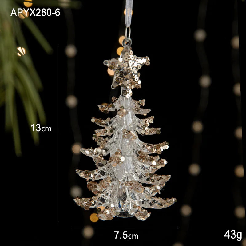 Crystal Christmas Tree Ornaments Acrylic Clear Hanging Crystals for Christmas