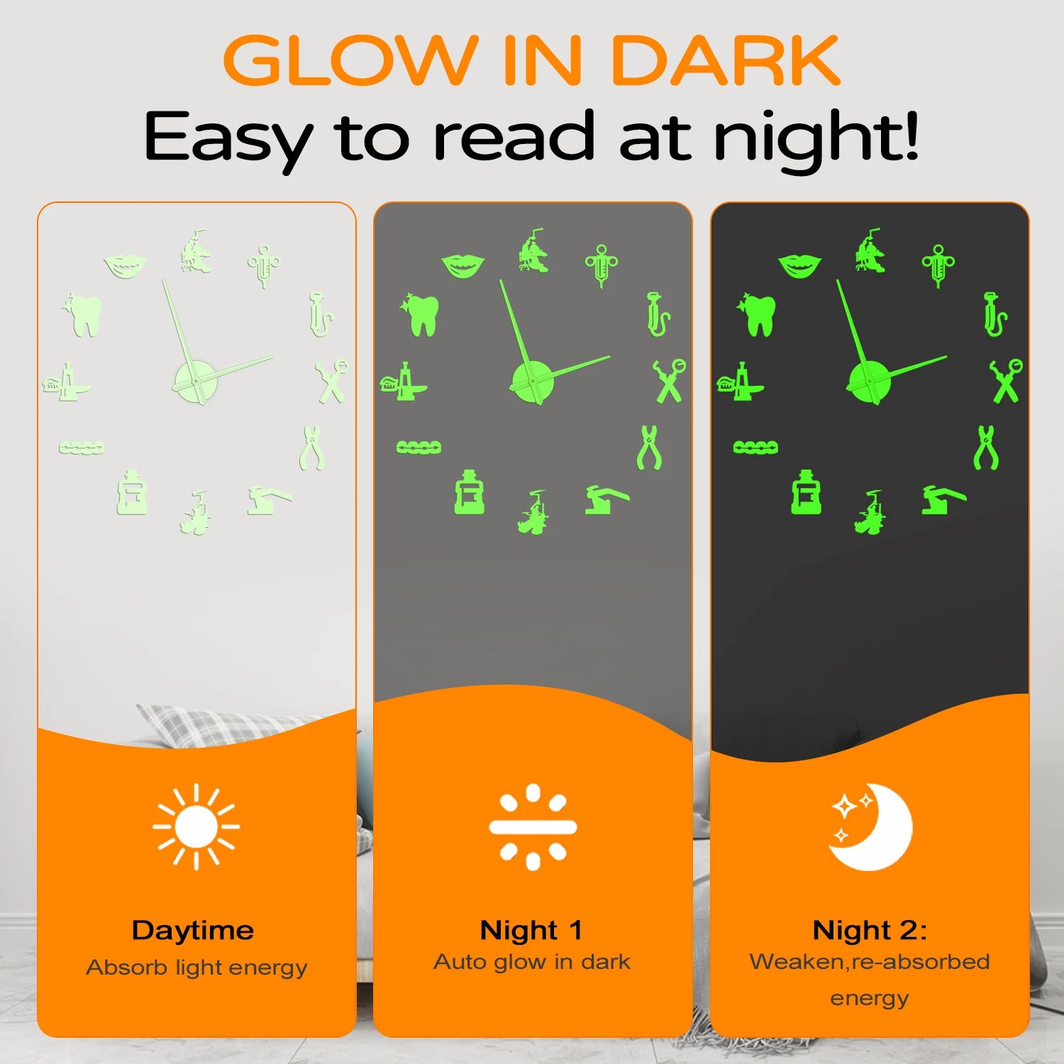 Dentist DIY Giant Wall Clock Dental Doctor Oversized Wall Clock