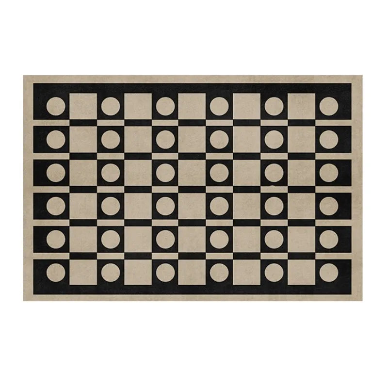 French Retro Rugs for Bedroom Checkerboard Living Room Decoration