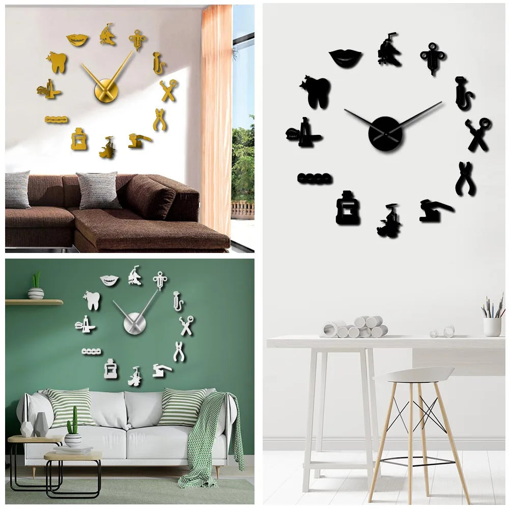Dentist DIY Giant Wall Clock Dental Doctor Oversized Wall Clock