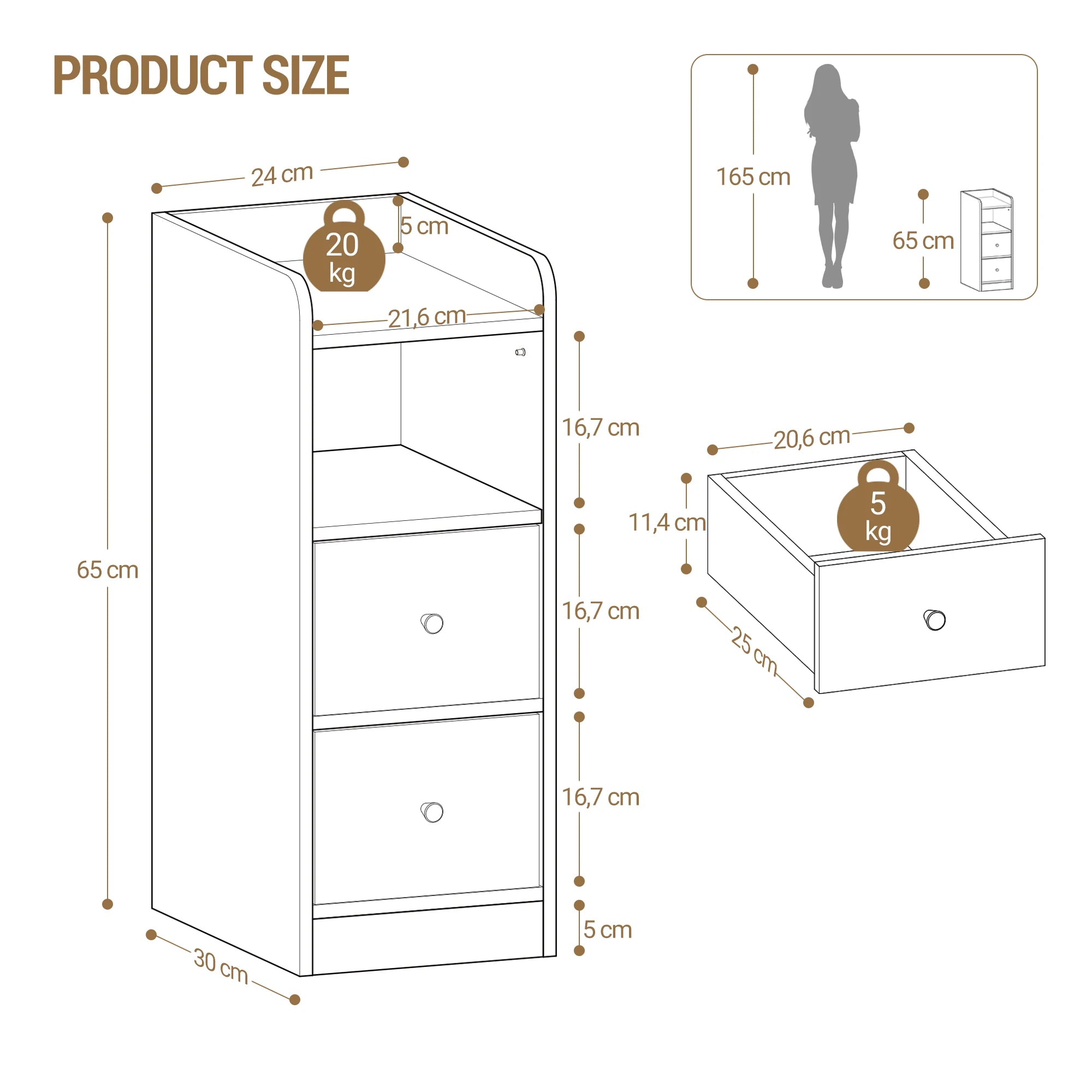 Hzuaneri Bedside Table Set of 2