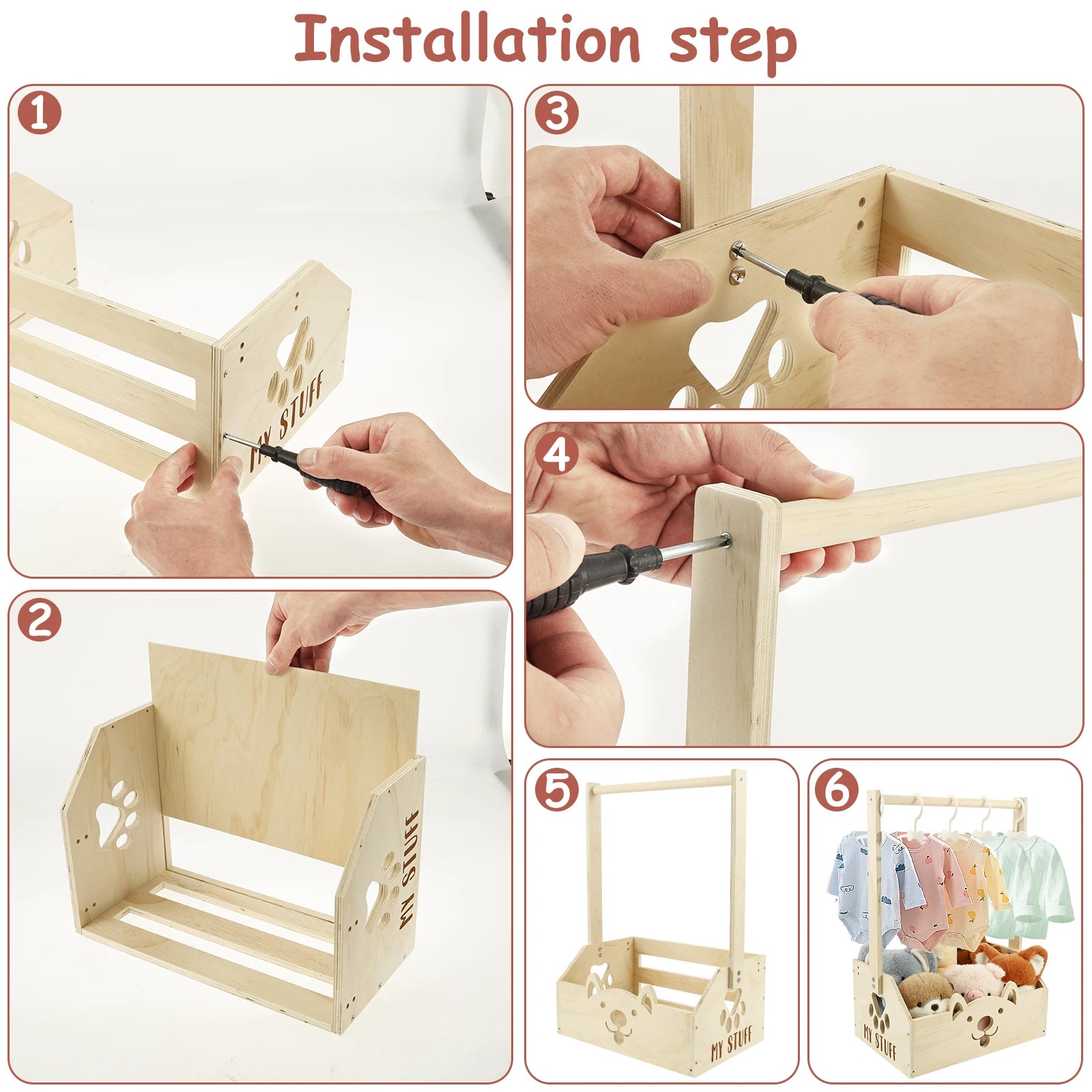 Wood Storage Crate Baby Shower Clothing Basket Toys