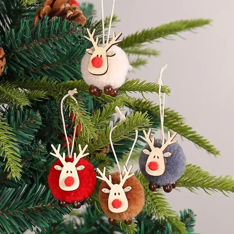 20/1Pcs Christmas Felt Wooden Elk Hanging Ornaments Cute Reindeer Xmas