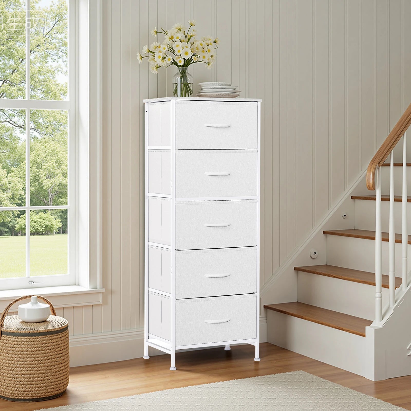 JHK 48IN Dresser For Bedroom With 5 Fabric Drawers