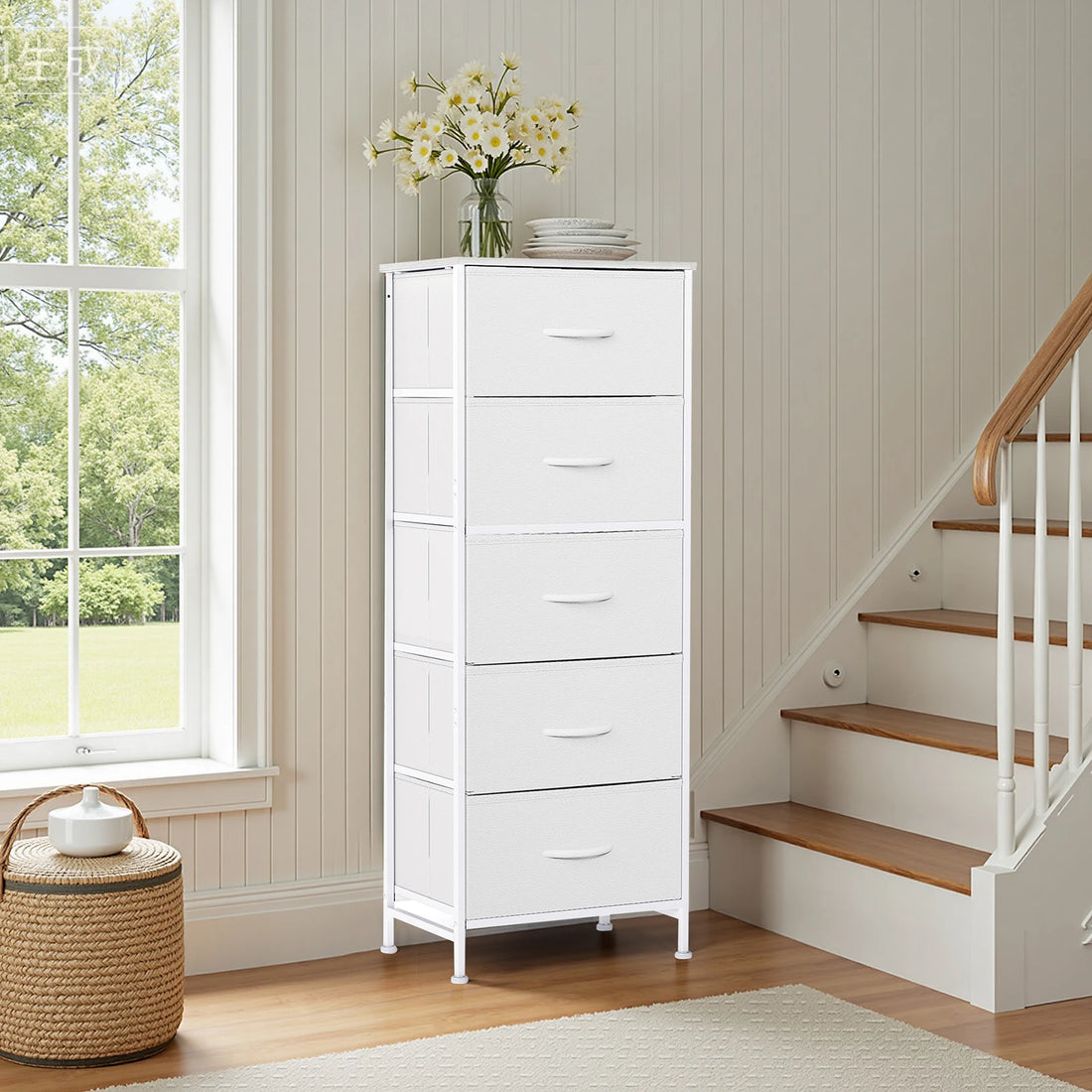 JHK 48IN Dresser For Bedroom With 5 Fabric Drawers