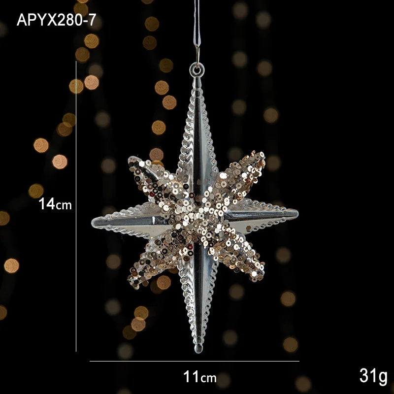 Crystal Christmas Tree Ornaments Acrylic Clear Hanging Crystals for Christmas