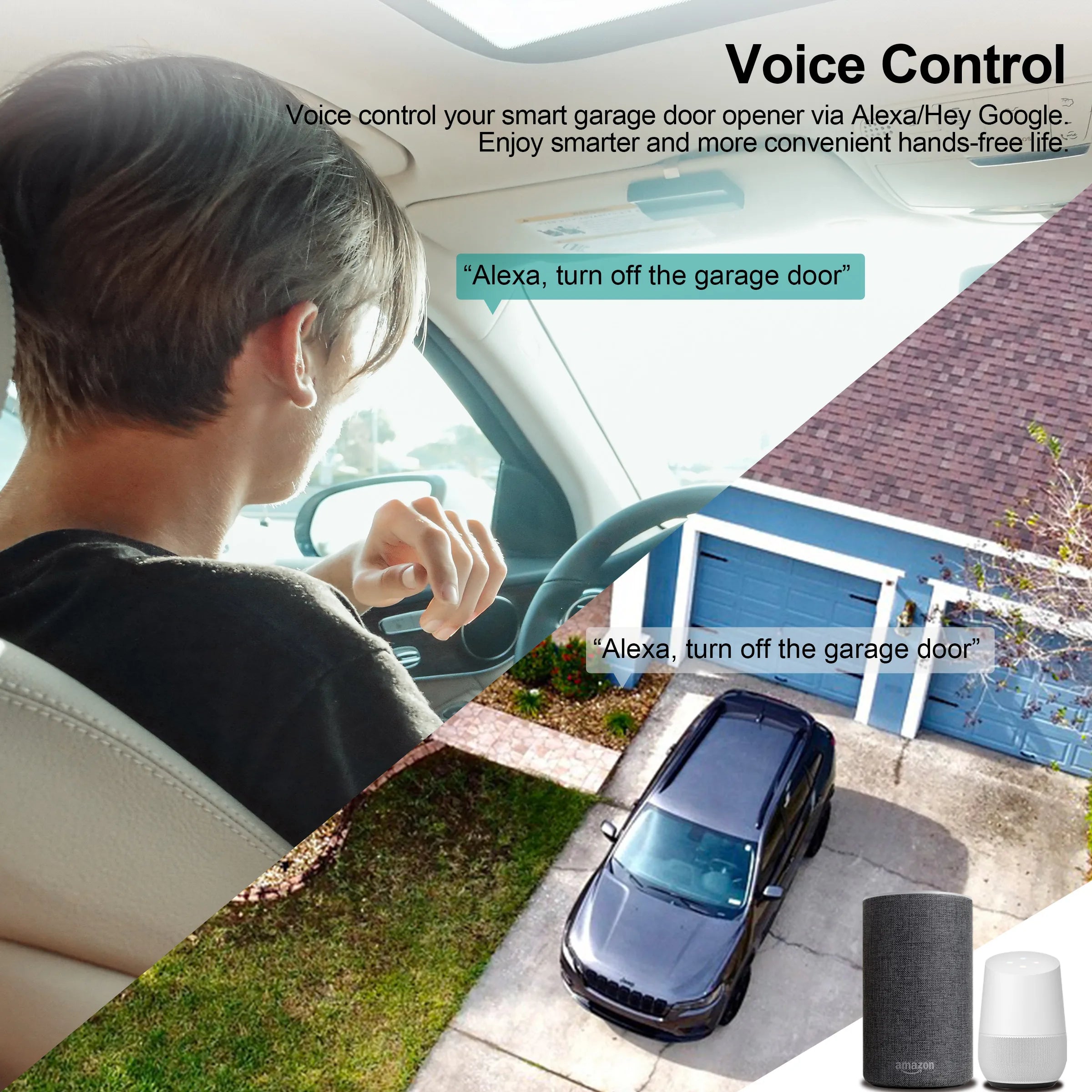 GIRIER WiFi Smart Garage Door Opener Controller Works with Alexa Google