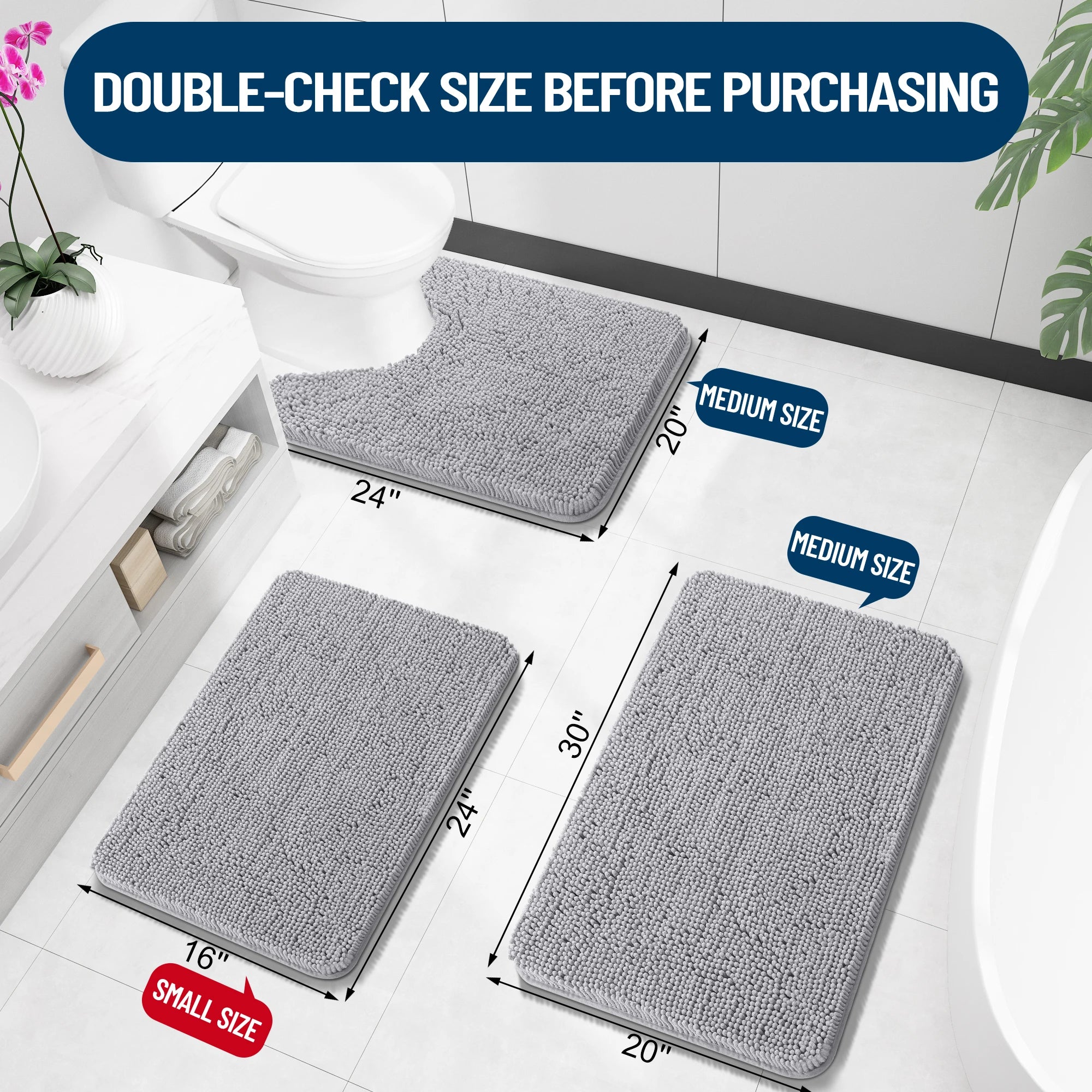 HAPIHAPPY New Chenille Bathroom Rug Mat Extra Soft Thick