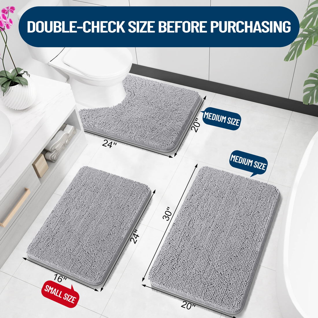 HAPIHAPPY New Chenille Bathroom Rug Mat Extra Soft Thick