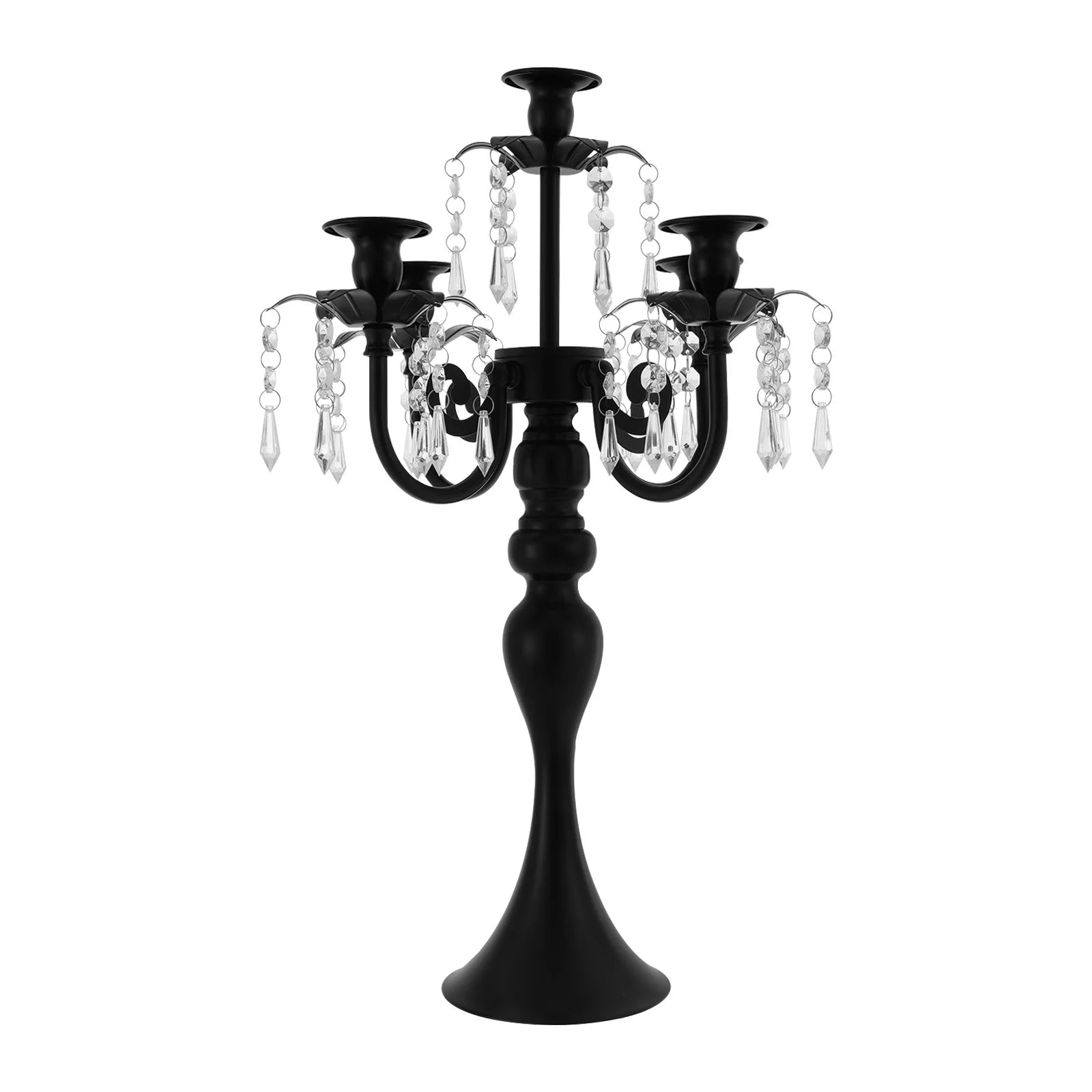 4Pcs 5-Arm Vintage Candle Holders 20in Black